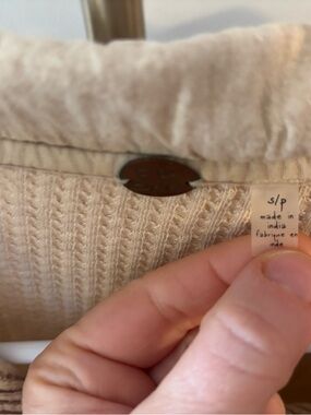 Free People Cream Waffle Knit Shirt-Jacket